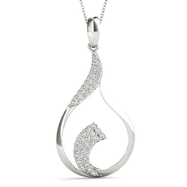 Pavé Round Diamond Twist Pendant White gold