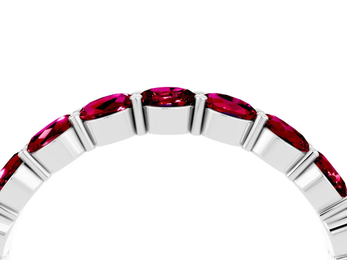 Round Garnet Eternity Band with U-Prong Setting Platinum