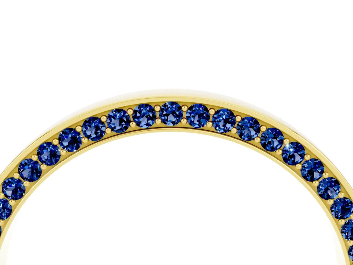 Pavé Round Blue Sapphire Channel Set Band Yellow gold