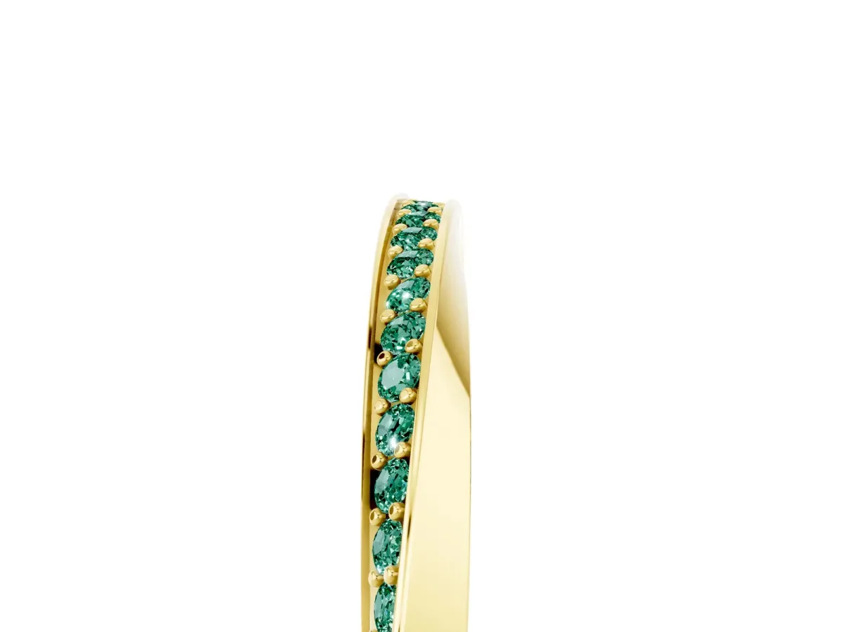 Pavé Round Green Sapphire Twist Band Yellow gold