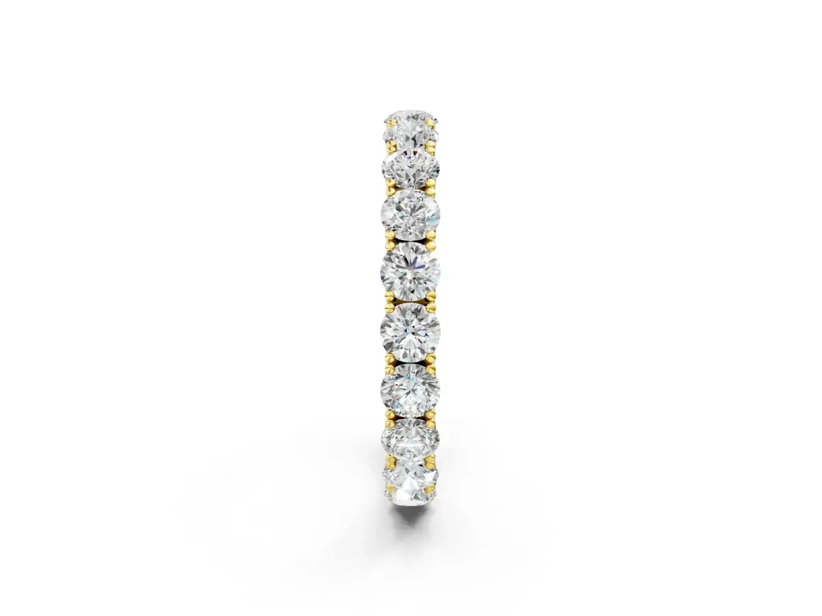 Round Diamond Eternity Band with Pavé Setting and Shared Prong Yellow gold