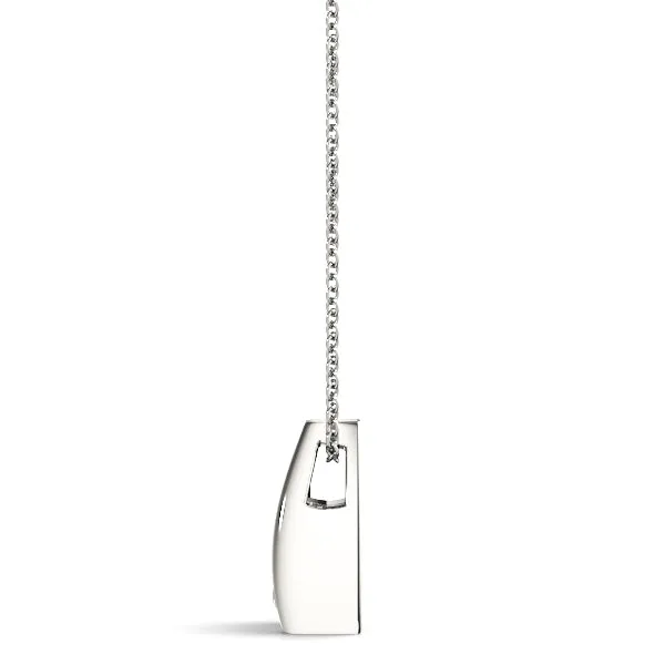 Round Bezel Solitaire Pendant with V-Prong Setting White gold
