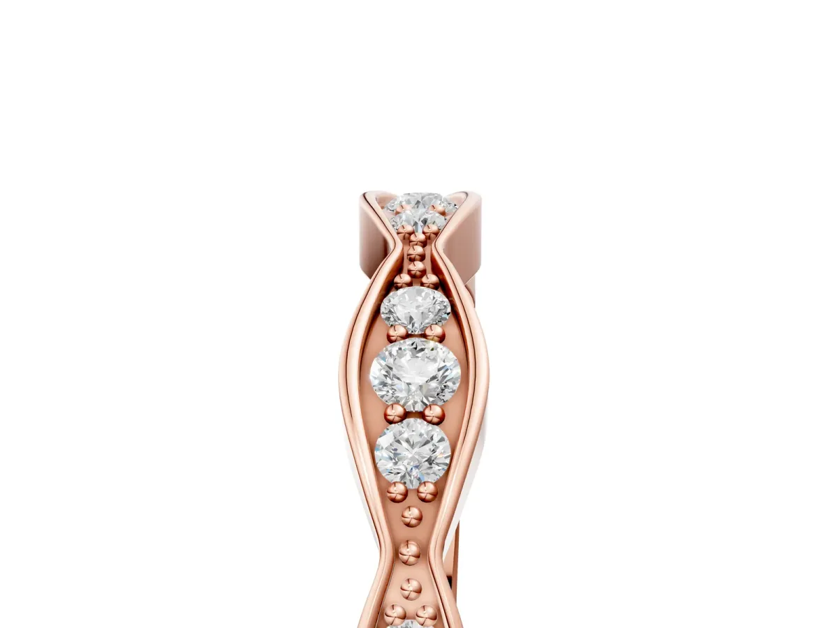 Round Diamond Scalloped Pavé Eternity Band Rose gold