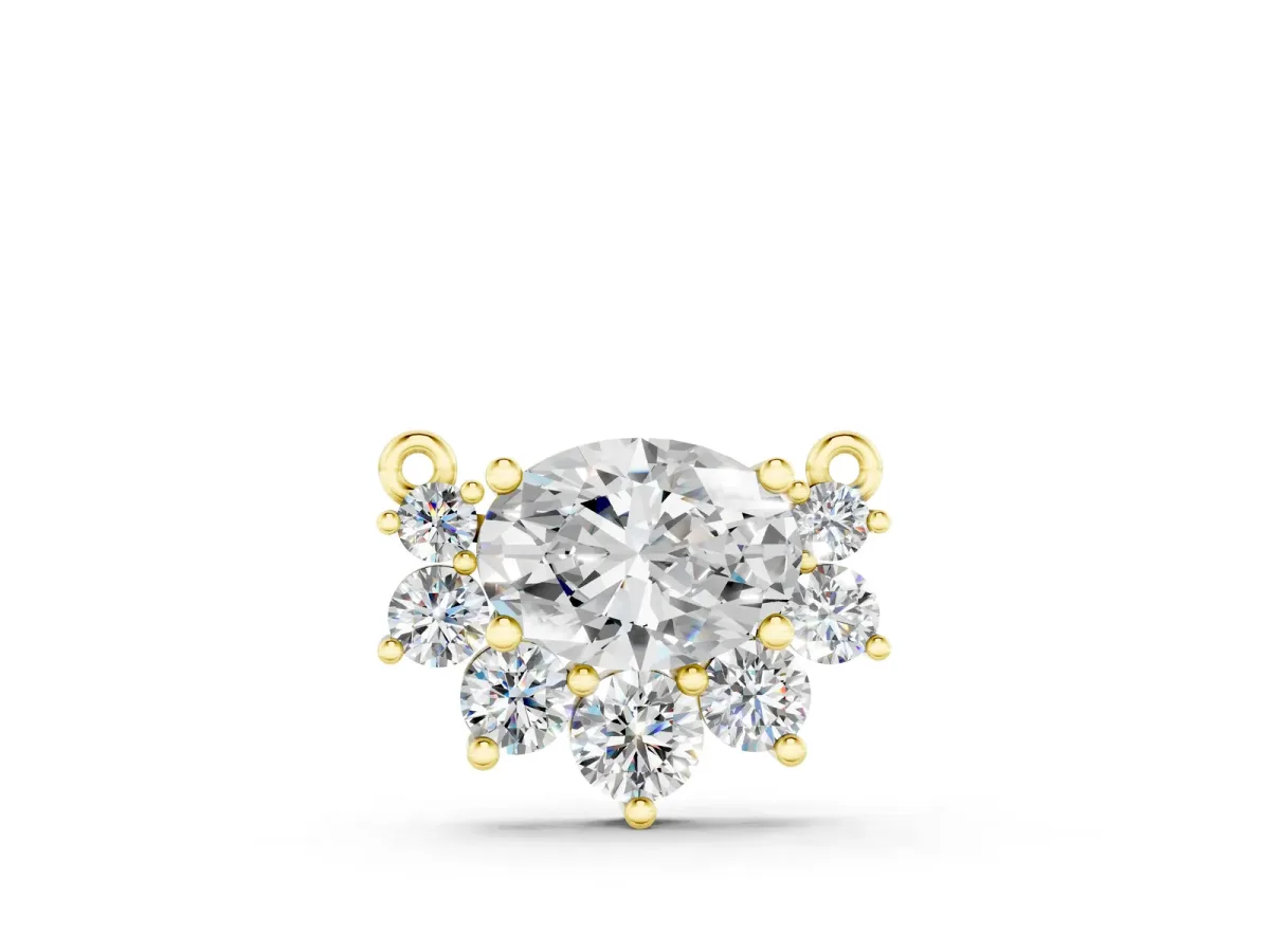 Oval Diamond Cluster Pendant with Prong Setting Yellow gold