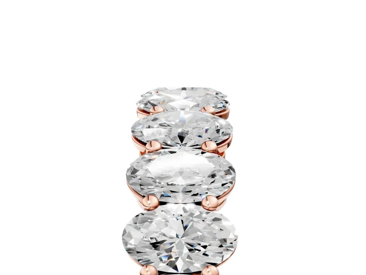 Oval Diamond Prong-Set Eternity Band Rose gold