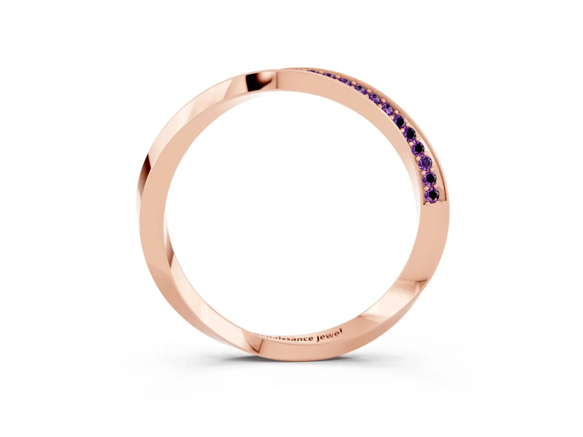 Pavé Round Amethyst Twist Band Rose gold