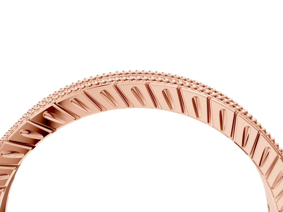 Round Cut Diamond Milgrain Bezel Set Eternity Band Rose gold