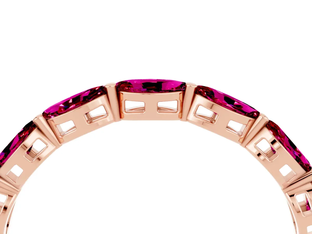 Marquise Garnet Eternity Band with U-Prong Setting Rose gold