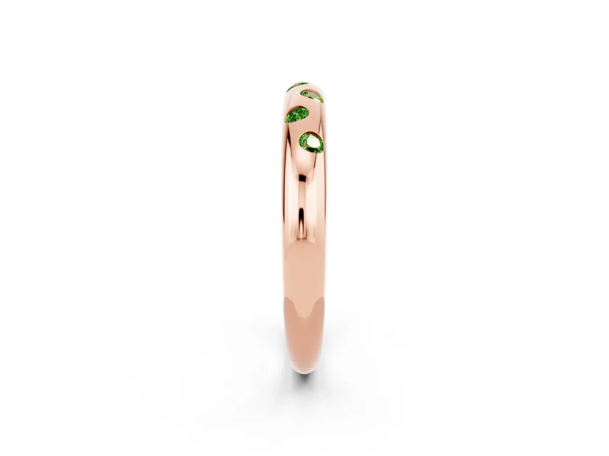 Round Peridot Flush-Set Comfort Fit Band Rose gold