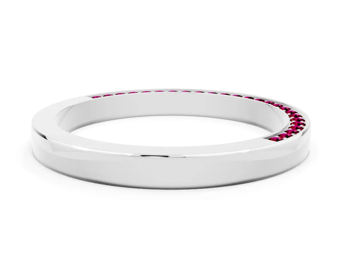 Pavé Round Garnet Channel Set Band Platinum