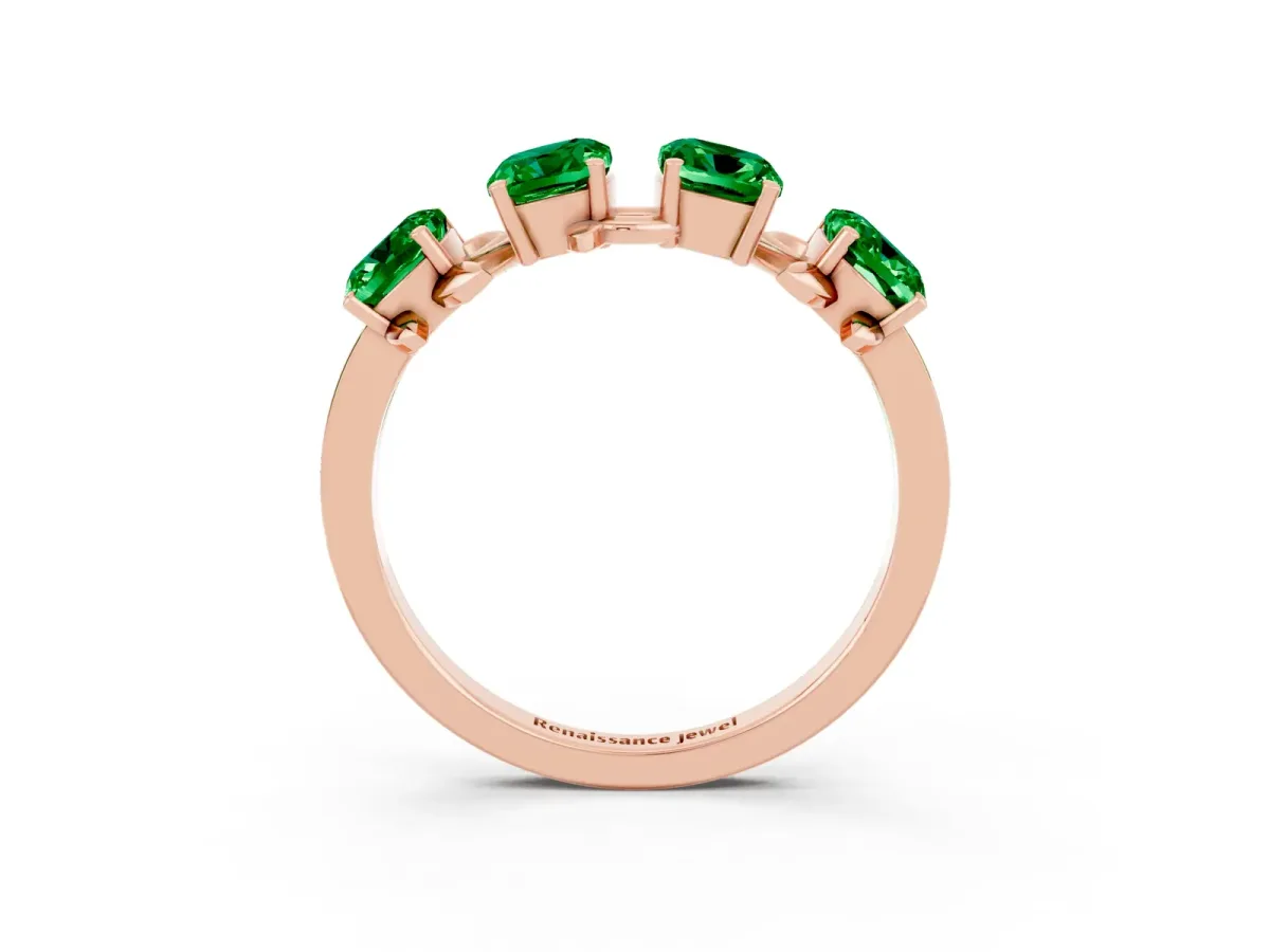 Emerald Cut Emerald Prong-Set Half Eternity Band Rose gold