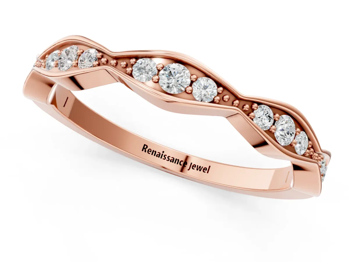 Round Diamond Scalloped Pavé Eternity Band Rose gold