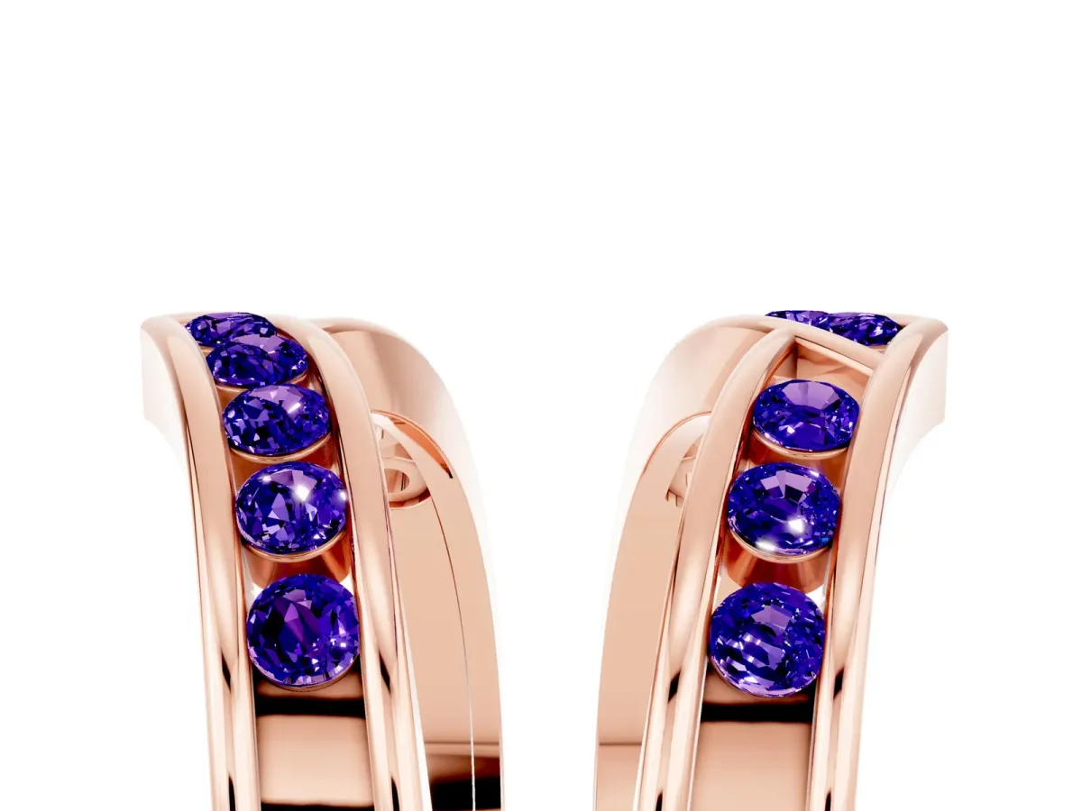 Round Tanzanite Channel-Set Chevron Band Rose gold