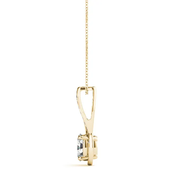 Oval Diamond Bezel-Set Pendant Yellow gold