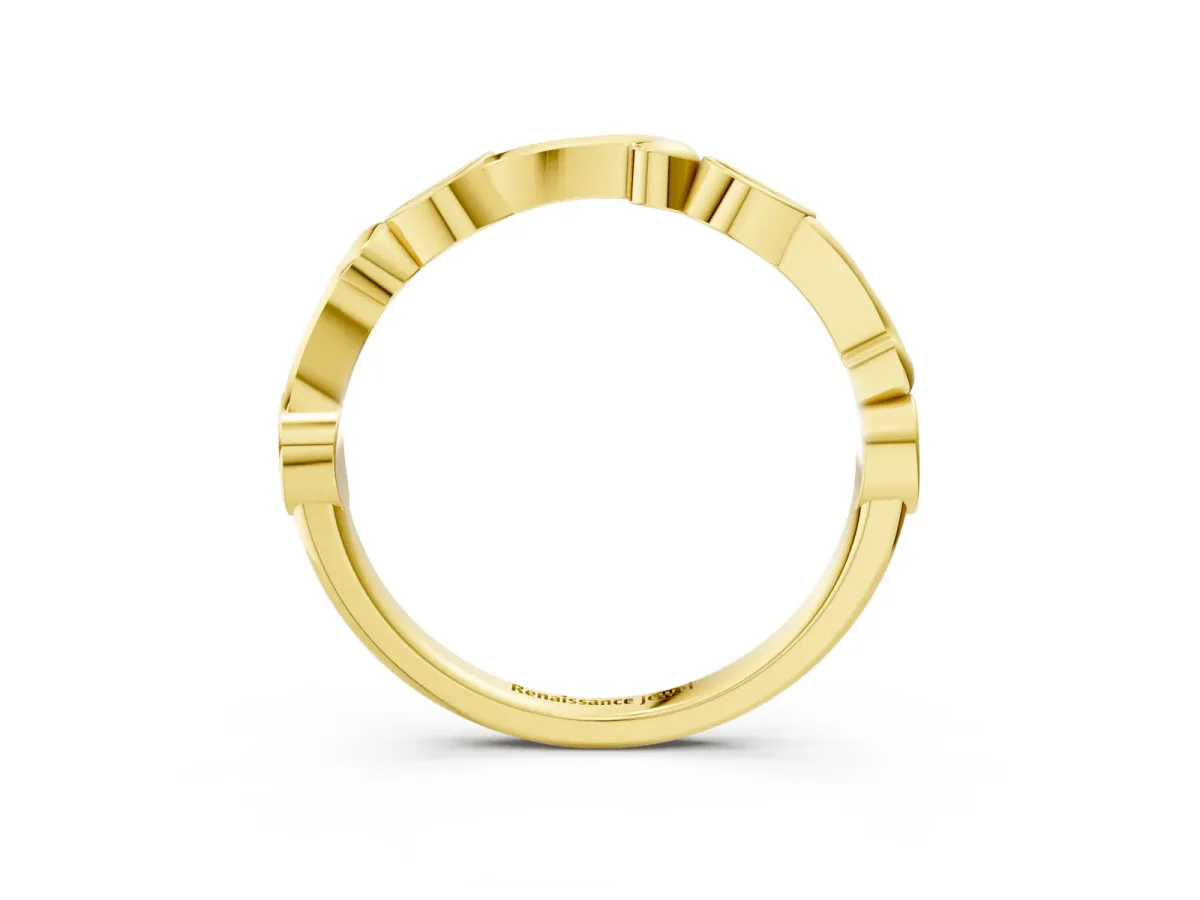 Marquise Diamond Leaf Twist Eternity Band with Bezel Setting Yellow gold