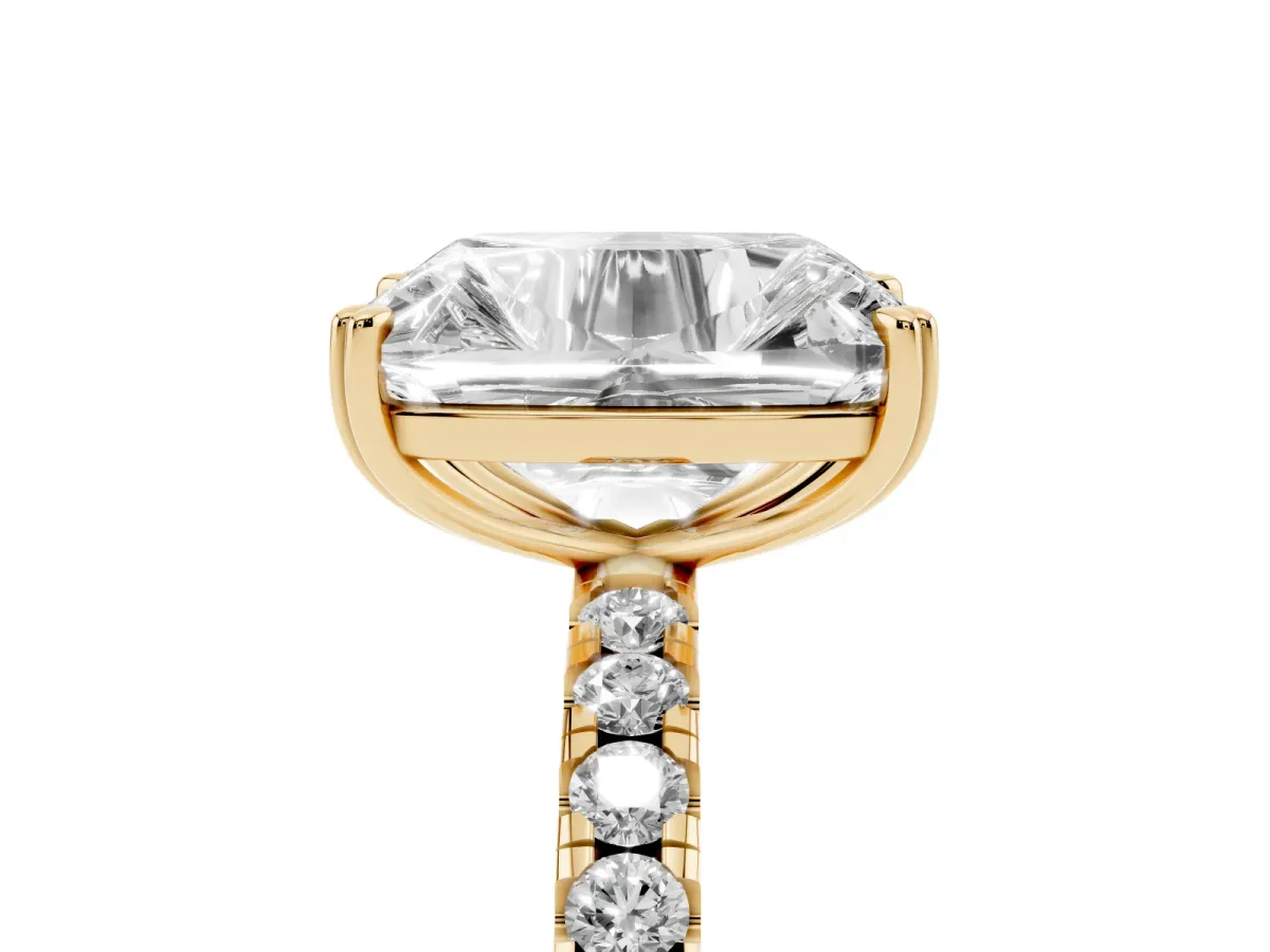 Old Mine Elongated Cushion Diamond Pave Band Ring Yellow gold