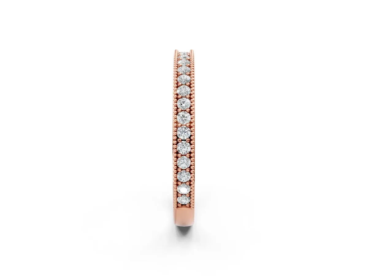 Round Diamond Pavé Eternity Band with Milgrain Edge Rose gold