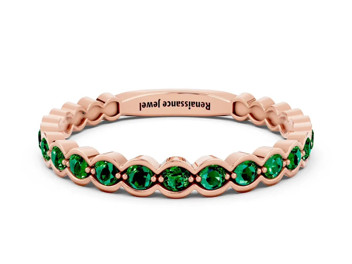 Round Emerald Bezel Set Eternity Band Rose gold