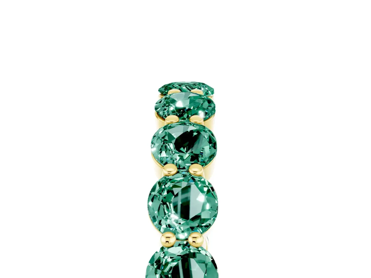 Round Green Sapphire Eternity Band with U-Prong Setting Yellow gold