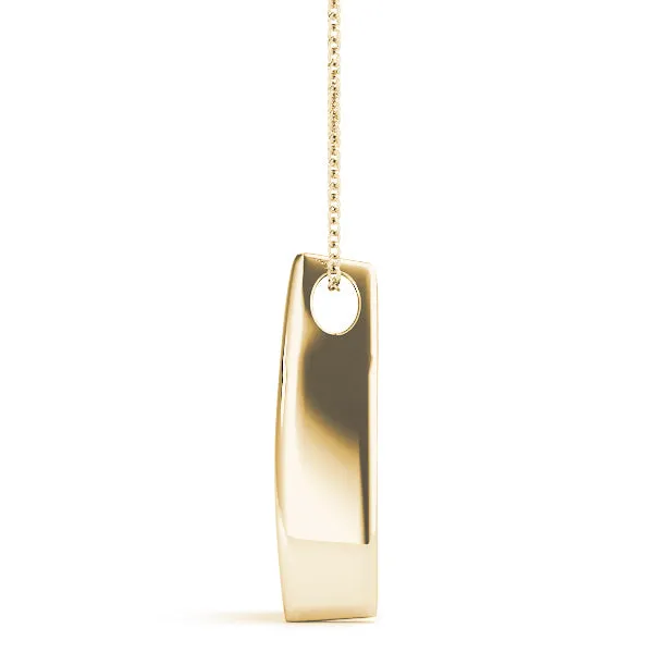 Channel Set Round Diamond Prong Pendant Yellow gold