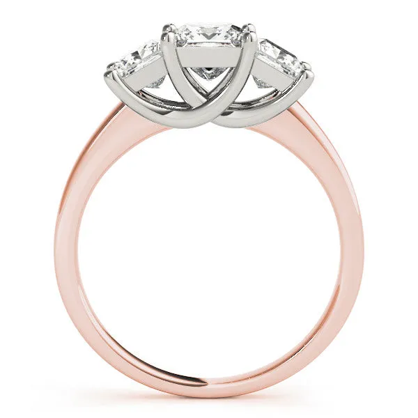 Three-Stone Oval Cut Cut Solitaire Ring with Classic Prong Setting Rose gold