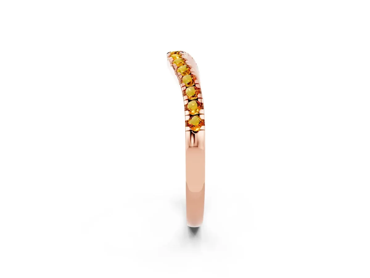Citrine Pavé Curved Wedding Band Rose gold