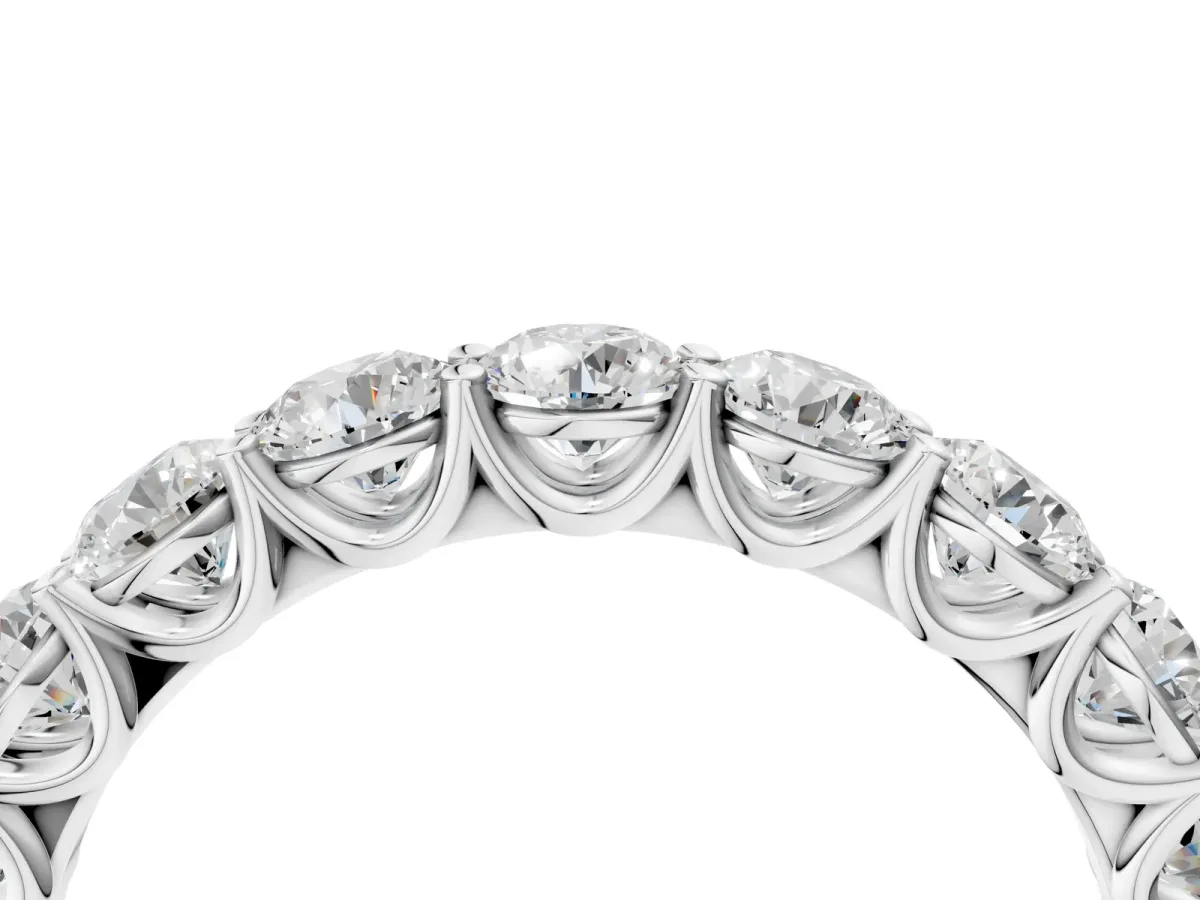 Round Diamond Shared Prong Eternity Band Silver