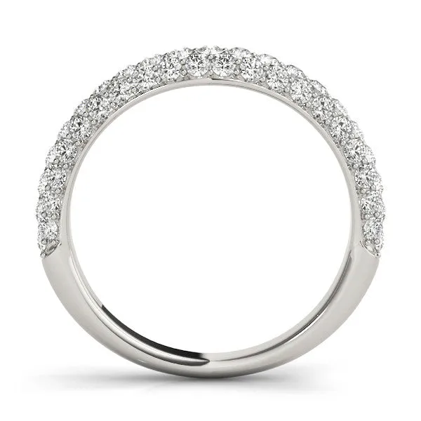 Three-Row Round Diamond Pavé Eternity Band with Shared Prong Setting White gold