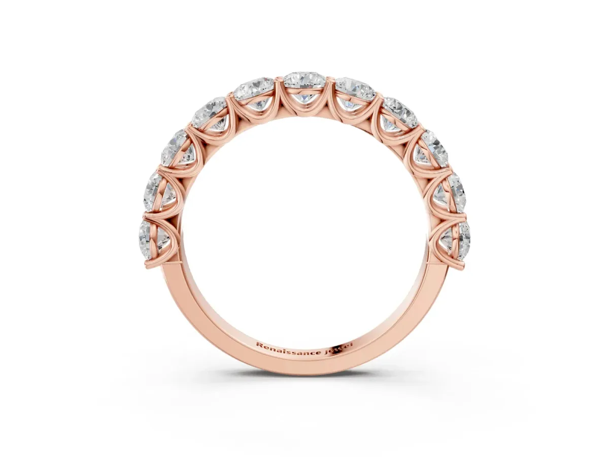 Round Diamond Shared Prong Eternity Band Rose gold