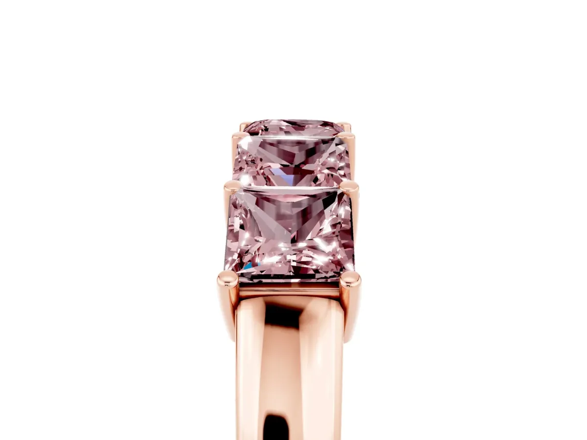 Princess Cut Five-Stone Morganite Band with Prong Setting Rose gold