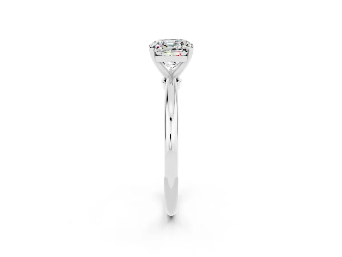 Cushion Cut Moissanite Solitaire Ring with Six-Prong Setting and Classic Band Silver