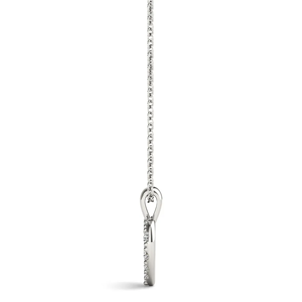 Pavé Round Diamond Heart Pendant White gold