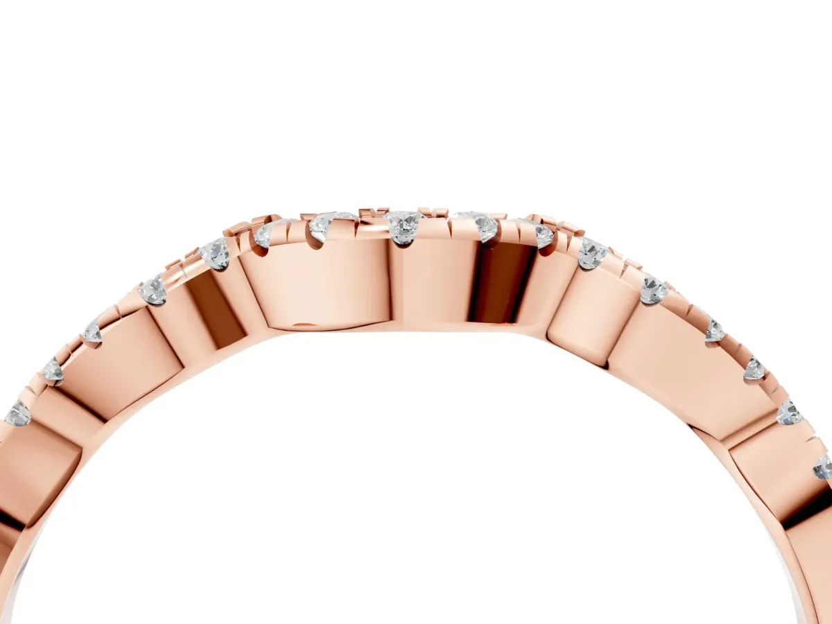 Pavé Round Diamond Curved Eternity Band Rose gold