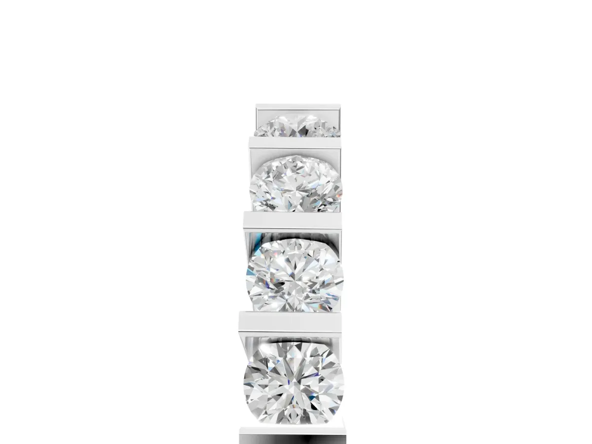 Channel Set Round Diamond Half Eternity Band with Bar Prong Setting Platinum