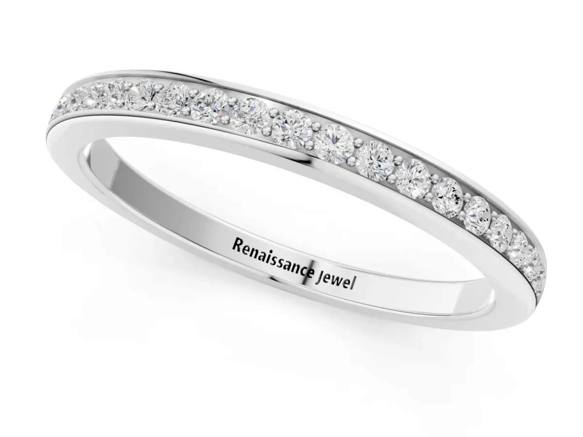 Round Diamond Pavé Set Half-Eternity Band Silver