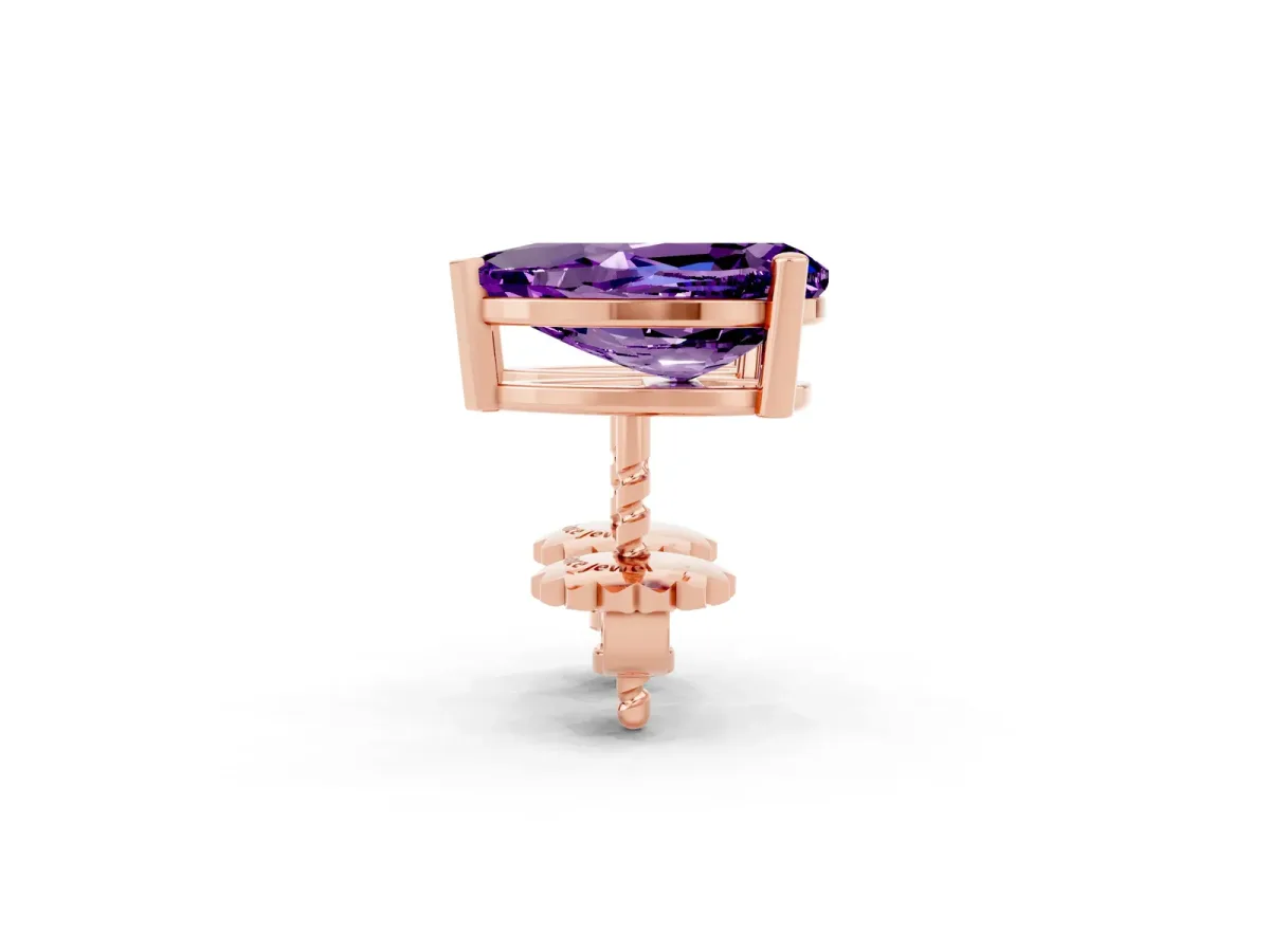 Pear Cut Amethyst Stud Earrings Rose gold