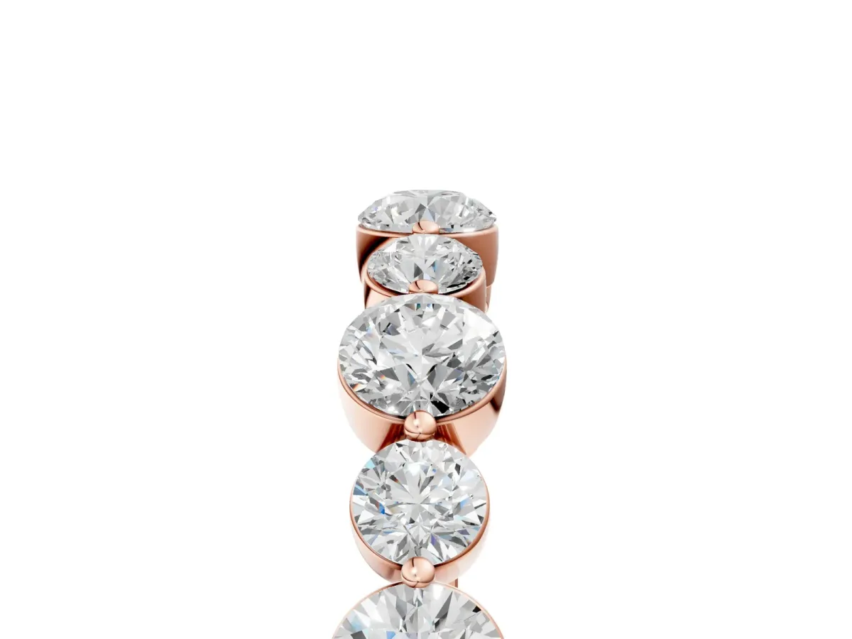 Round Diamond Scalloped Prong Set Eternity Band Rose gold