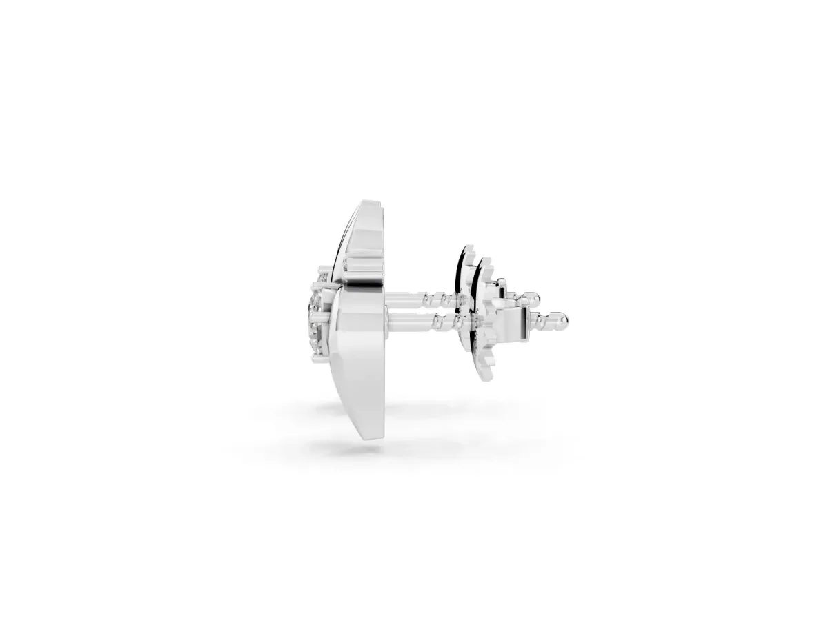 Oval Diamond Shell Stud Earrings Silver