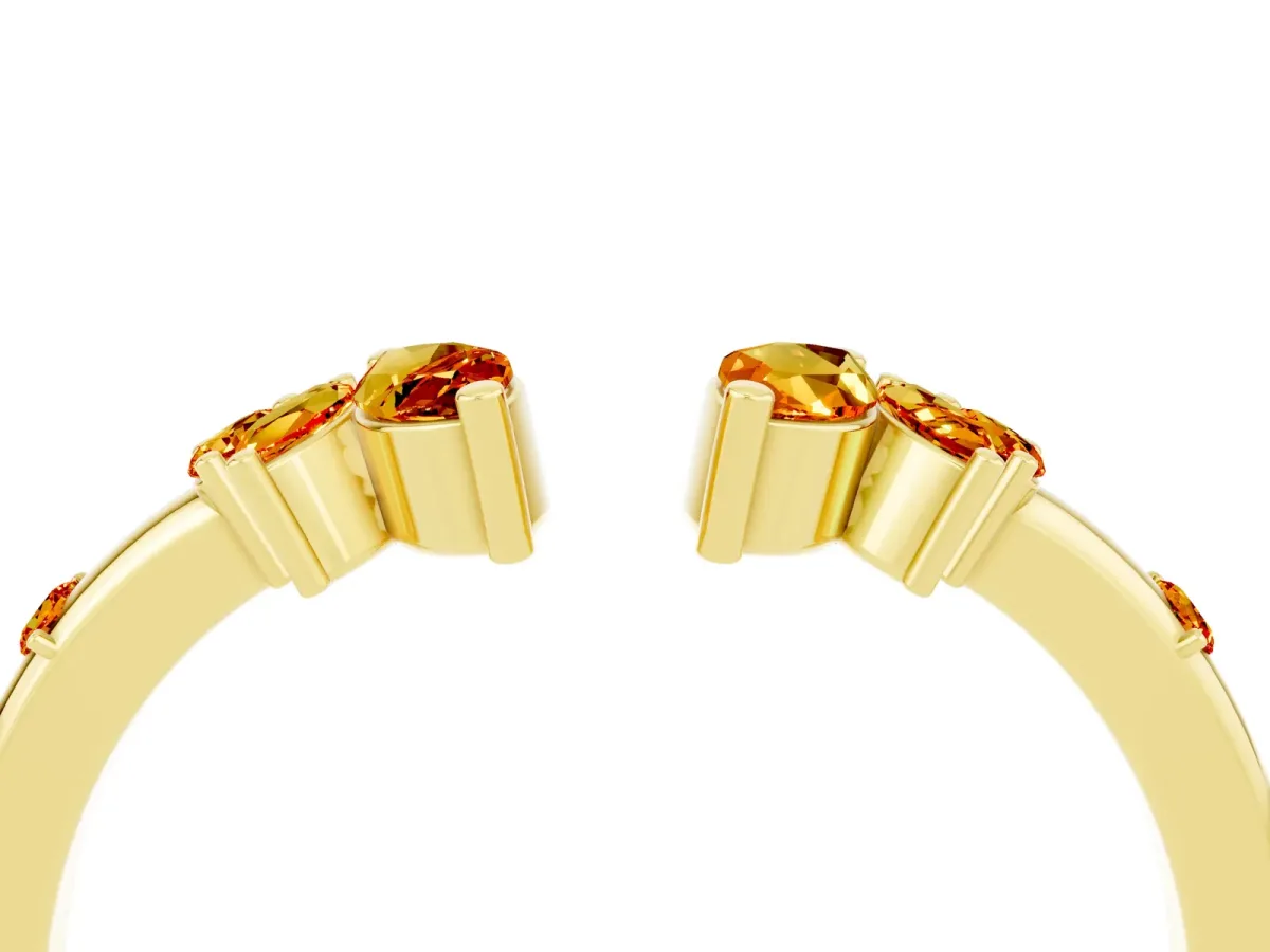 Open Marquise Cluster Citrine Band with Prong Setting Yellow gold