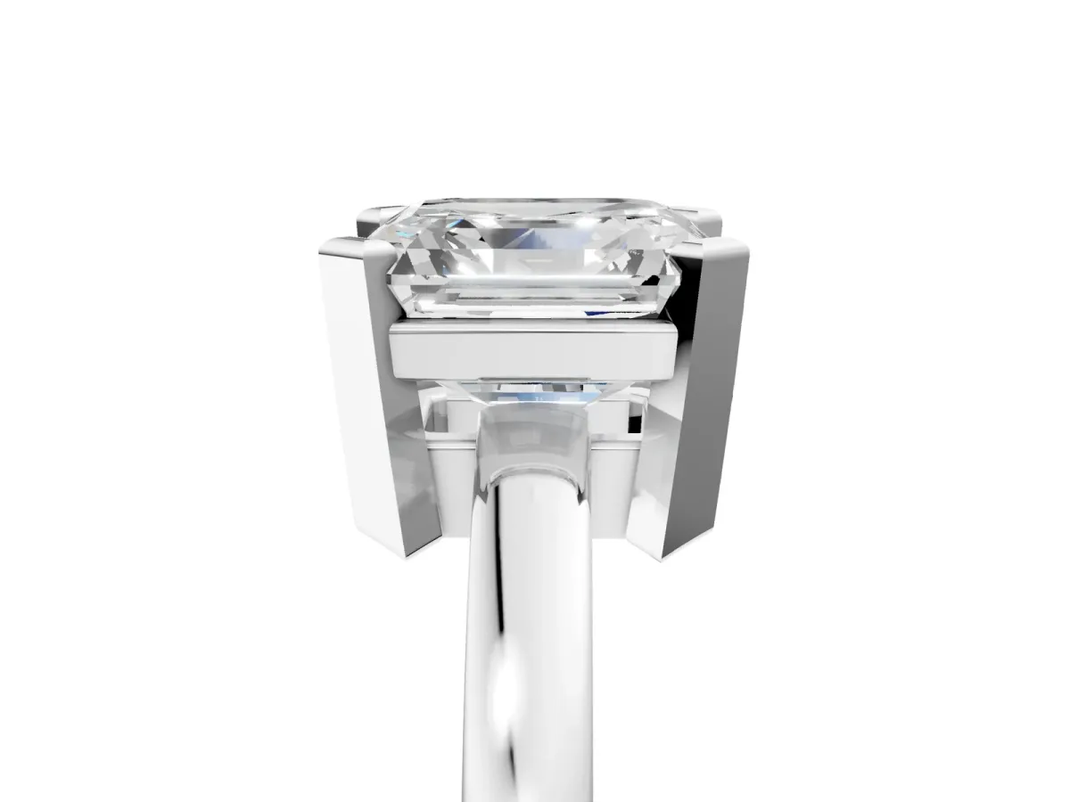 Asscher Cut Cut Solitaire Ring with Four-Prong Setting and Classic Band Platinum