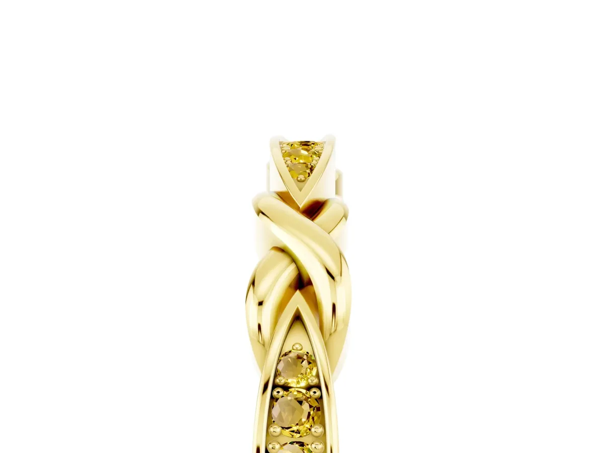 Twisted Marquise Yellow Sapphire Pavé Band with Shared Prong Setting Yellow gold