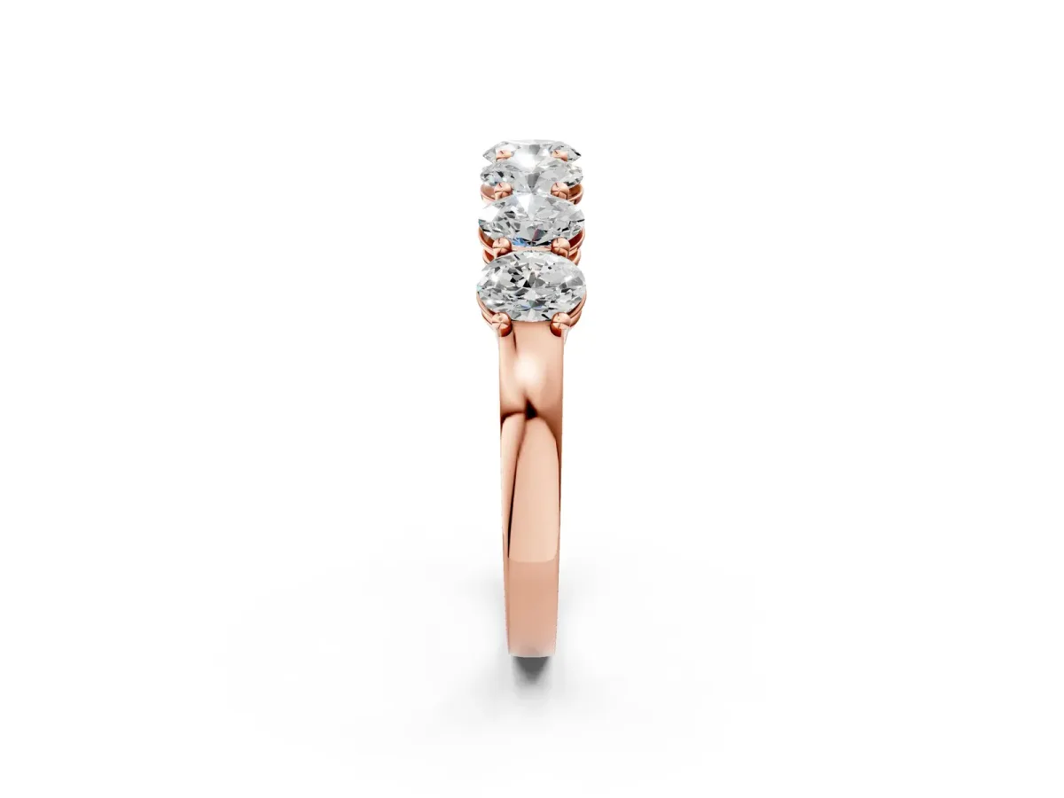 Oval Diamond Shared Prong Eternity Band Rose gold