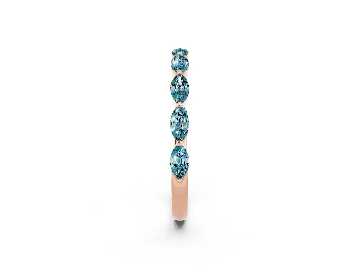 Marquise Blue Topaz Half Eternity Band with Prong Setting Rose gold