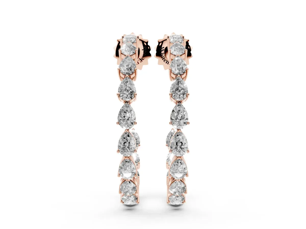 Pear Diamond Open Hoop Earrings Rose gold