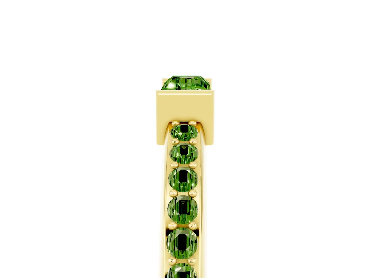 Baguette Peridot Pavé Band with Bar Setting Yellow gold