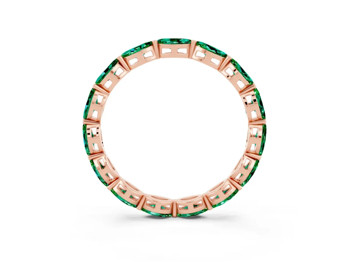 Marquise Emerald Eternity Band with U-Prong Setting Rose gold
