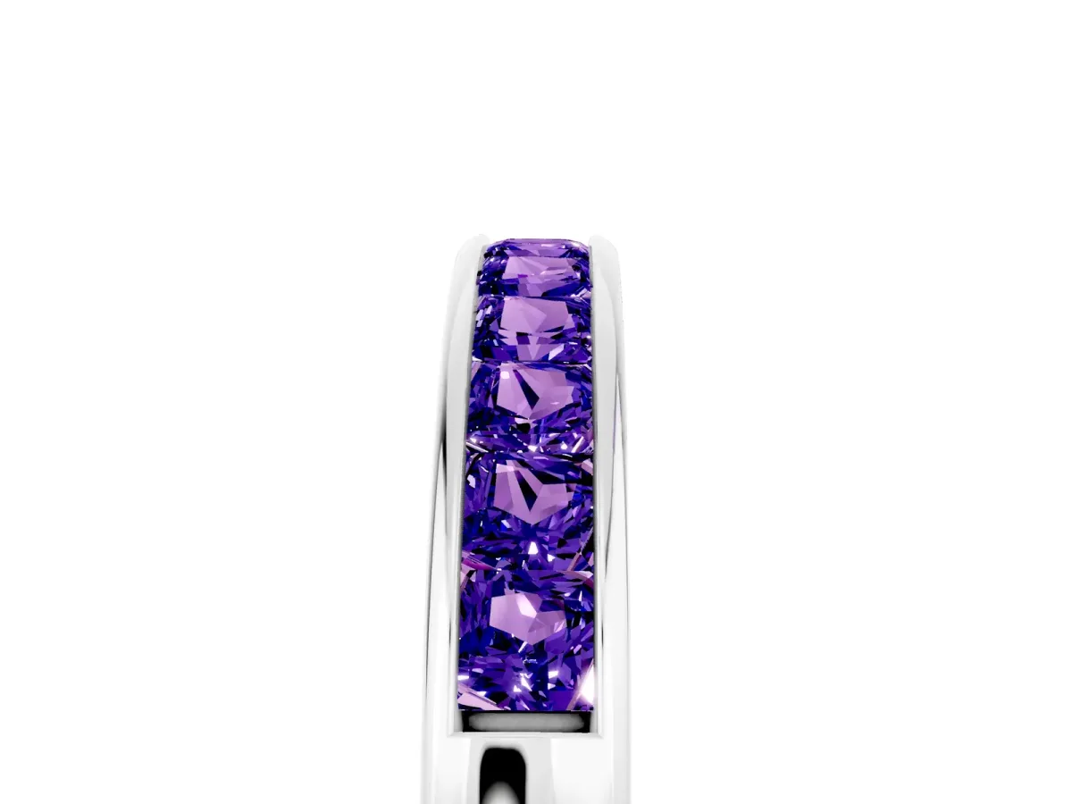 Channel Set Princess Cut Tanzanite Eternity Band Platinum