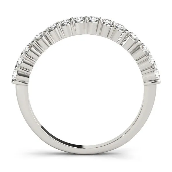 Round Diamond Half Eternity Band with Shared Prong Setting Platinum
