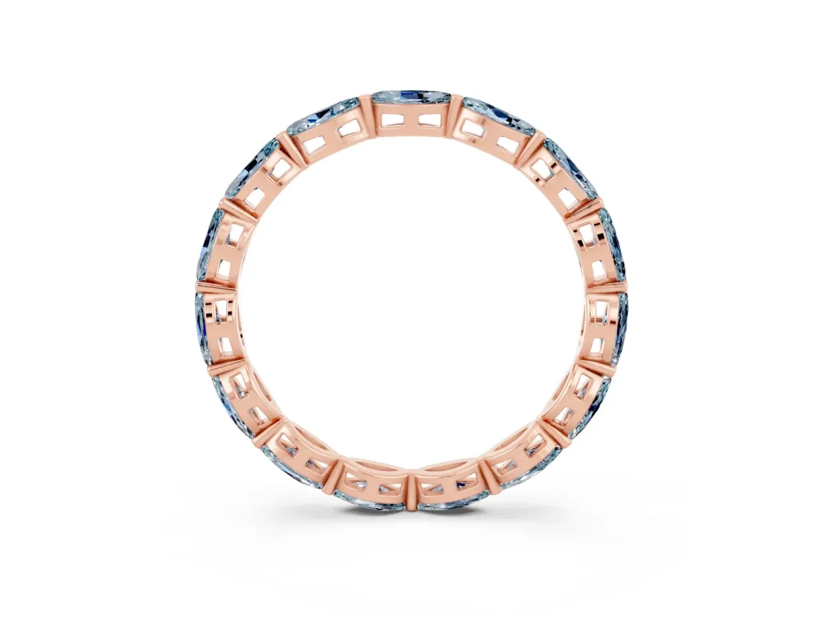 Marquise Aquamarine Eternity Band with U-Prong Setting Rose gold