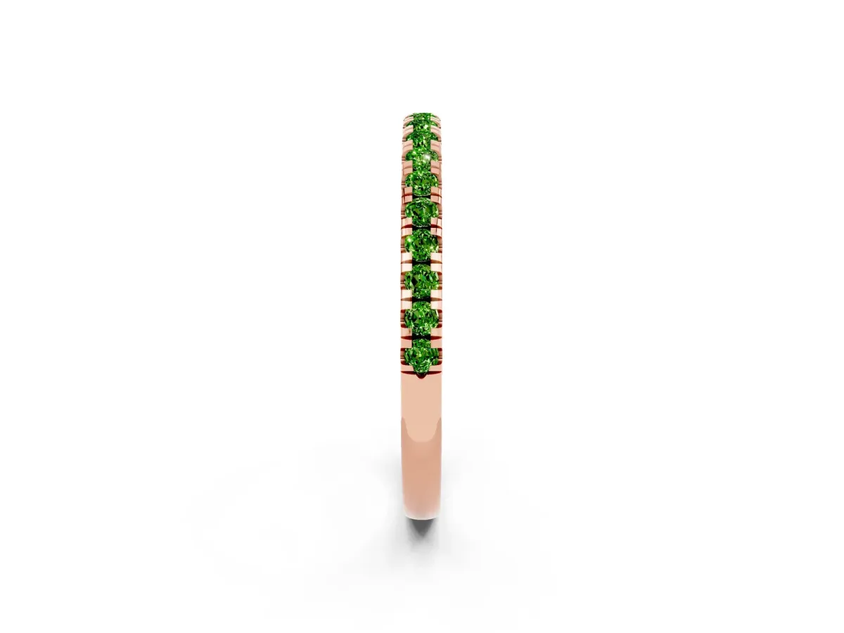 Pavé Round Peridot Half Eternity Band with Shared Prong Setting Rose gold